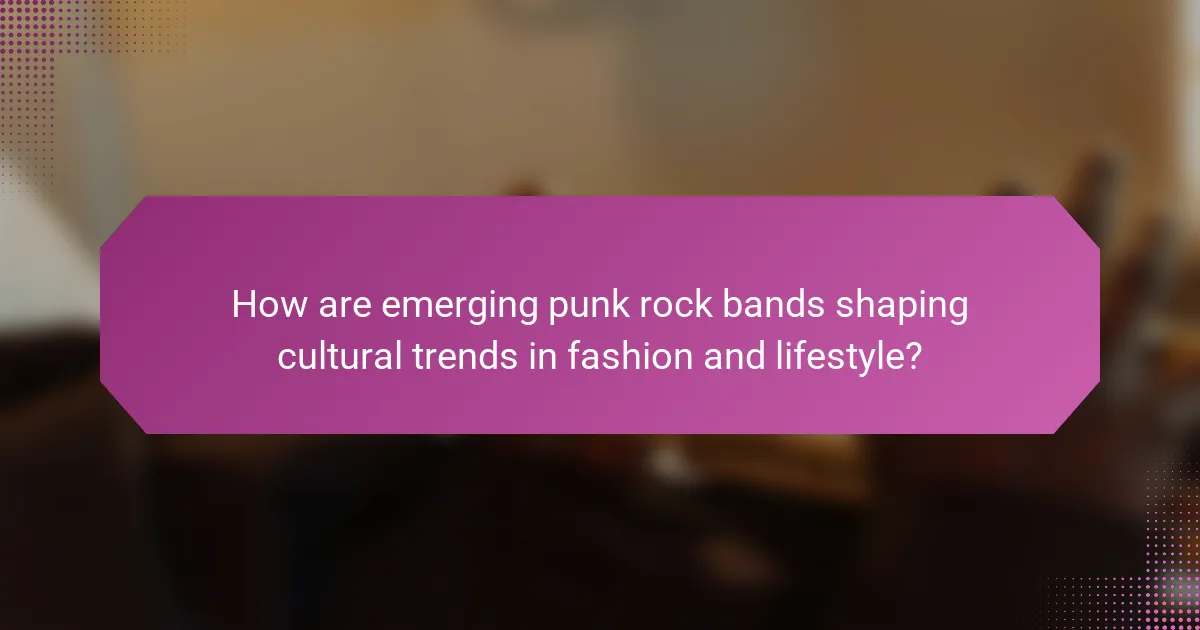 How are emerging punk rock bands shaping cultural trends in fashion and lifestyle?