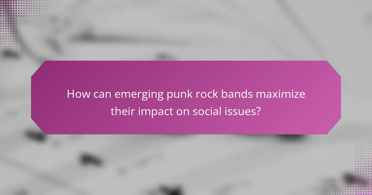 How can emerging punk rock bands maximize their impact on social issues?
