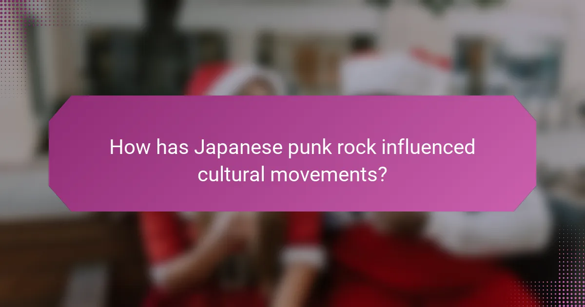 How has Japanese punk rock influenced cultural movements?