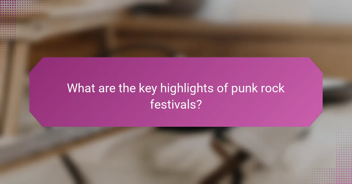What are the key highlights of punk rock festivals?