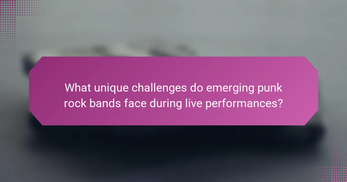What unique challenges do emerging punk rock bands face during live performances?