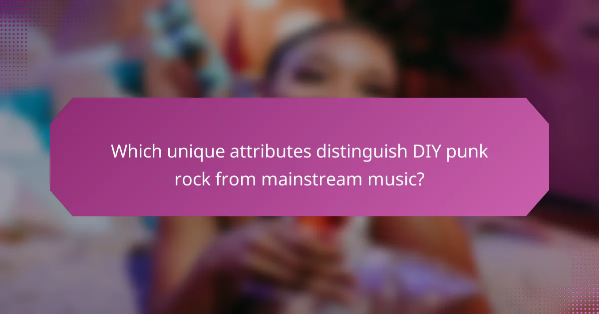 Which unique attributes distinguish DIY punk rock from mainstream music?