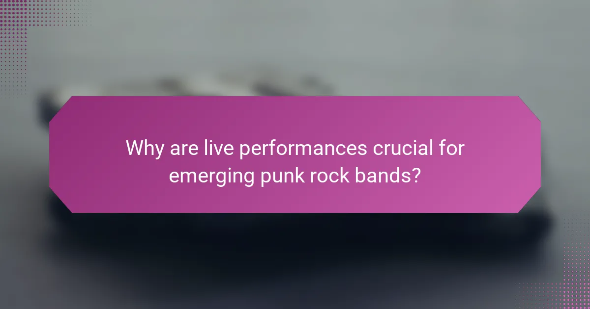 Why are live performances crucial for emerging punk rock bands?